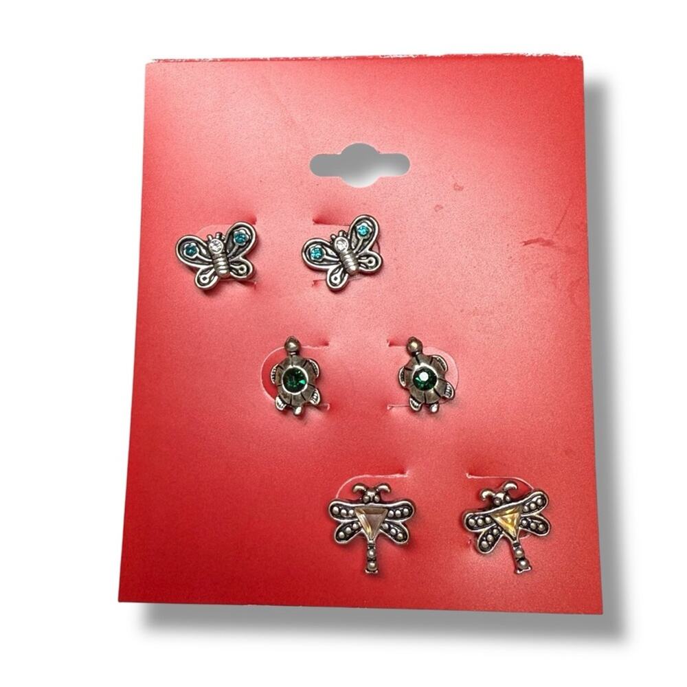 Kohl’s Stud Earring Set Butterflies Turtles Dragonflies Rhinestone Accents
